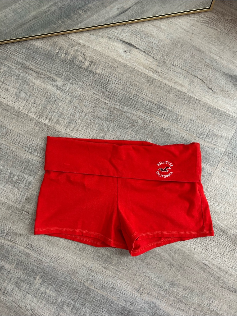 Vintage Y2K Hollister Fold Over Yoga Shorts Red Size Medium Micro Booty Lounge